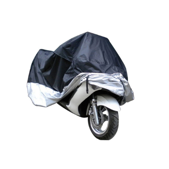 כיסוי מקצועי XL לאופנוע ואופניים צבע שחור משולב אפור - כולל מנעול